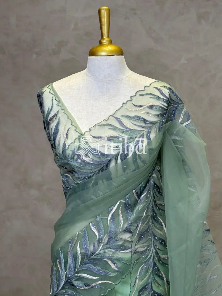 ORGANZA HAND EMBROIDERY DESIGNER SAREE
