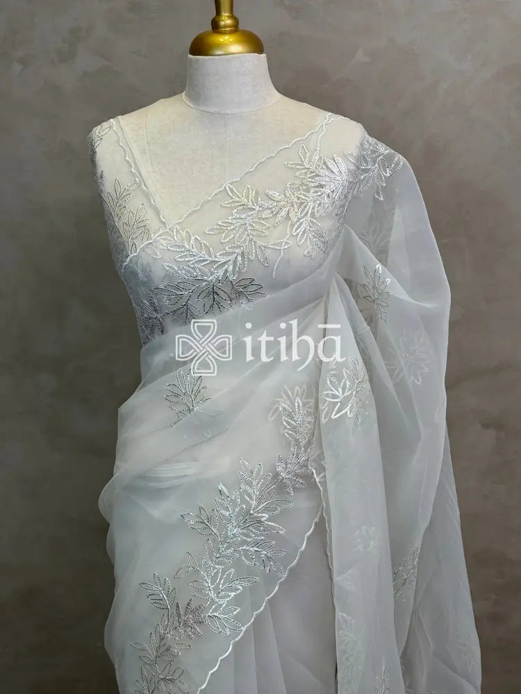 ORGANZA HAND EMBROIDERY DESIGNER SAREE