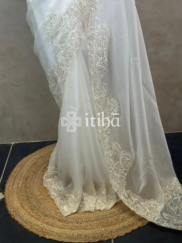 ORGANZA HAND EMBROIDERY DESIGNER SAREE