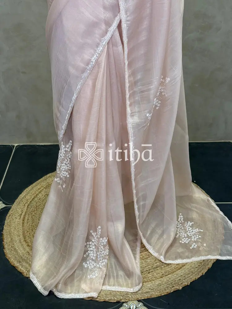 ORGANZA HAND EMBROIDERY DESIGNER SAREE