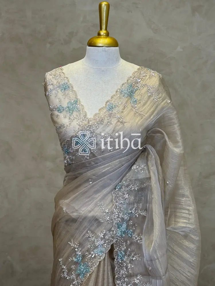 ORGANZA HAND EMBROIDERY DESIGNER SAREE