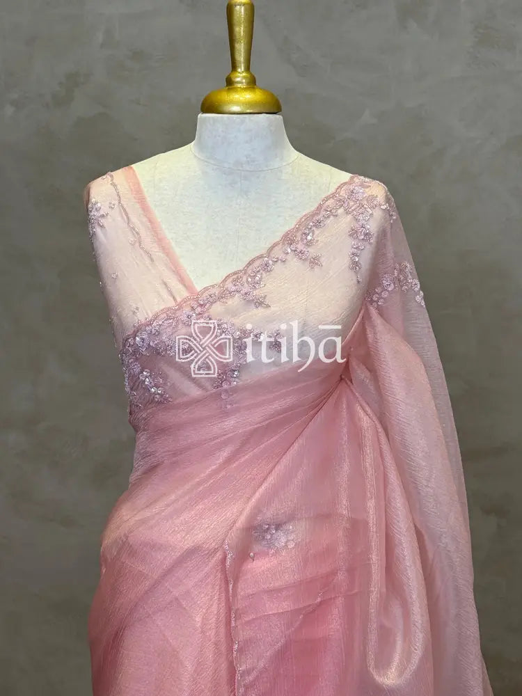 ORGANZA HAND EMBROIDERY DESIGNER SAREE