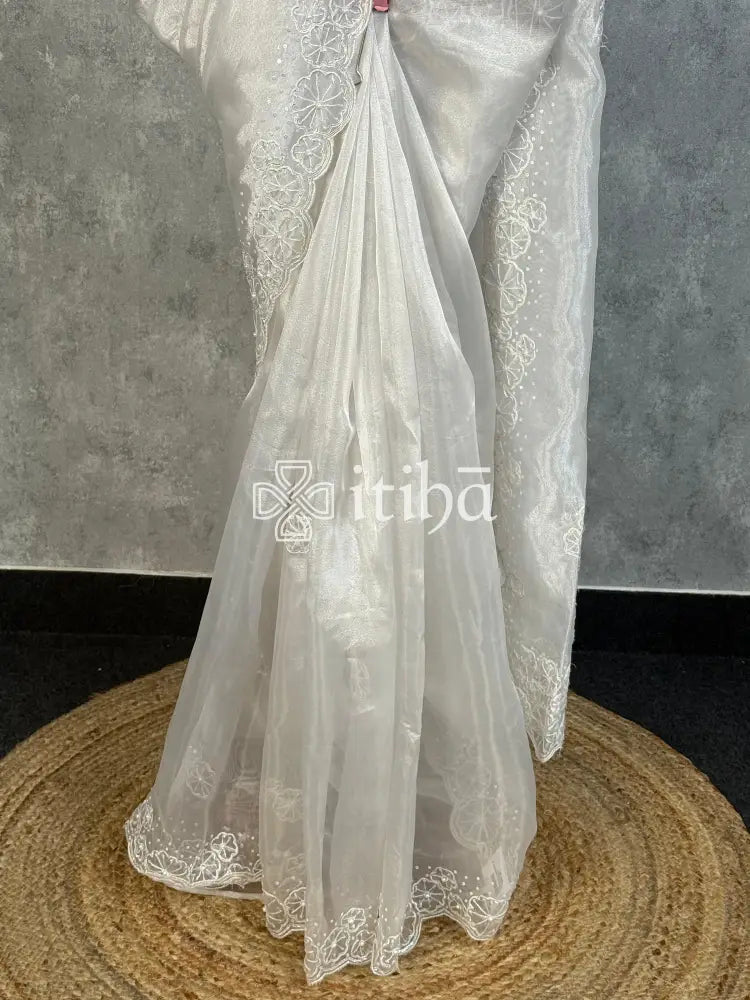 ORGANZA HAND EMBROIDERY SAREE