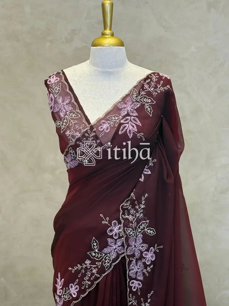 ORGANZA HAND EMBROIDERY SAREE