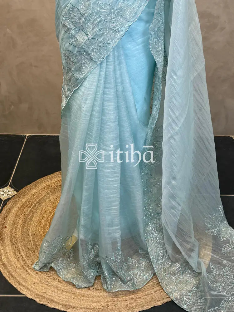 ORGANZA HAND EMBROIDERY SAREE