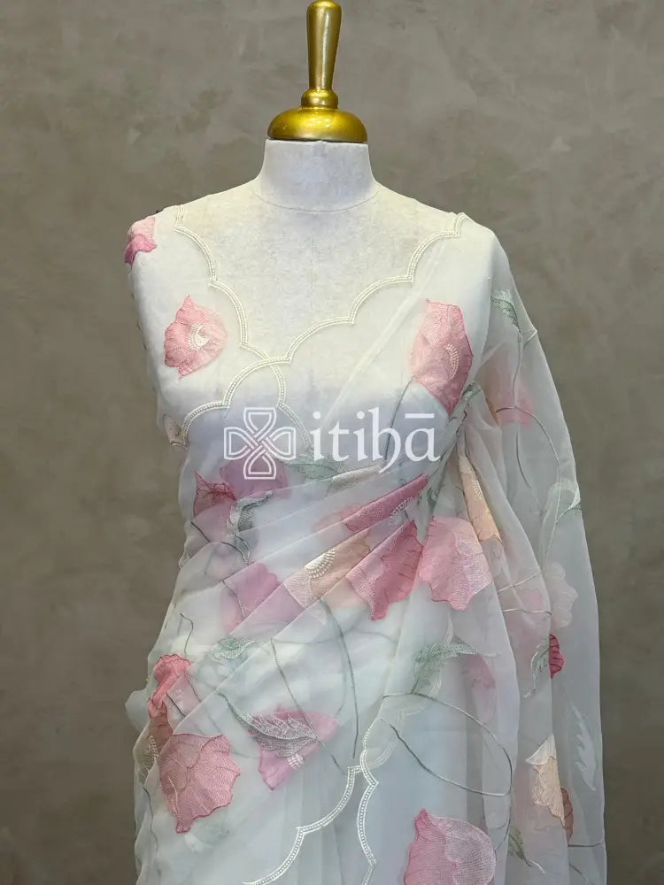 ORGANZA HAND EMBROIDERY SAREE