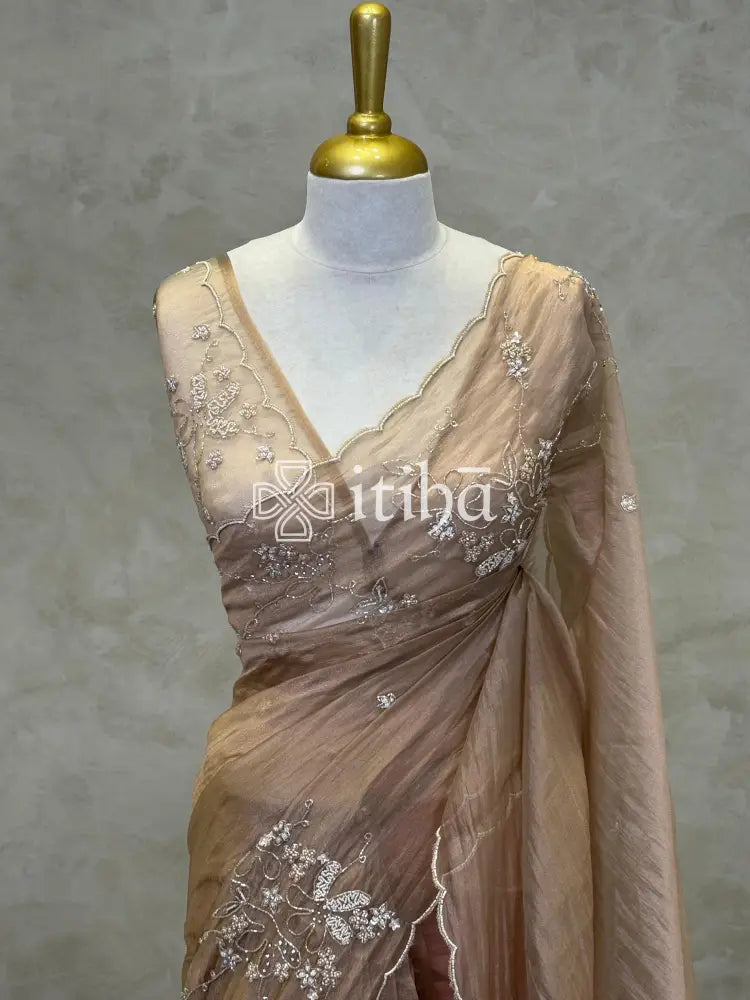 ORGANZA HAND EMBROIDERY SAREE