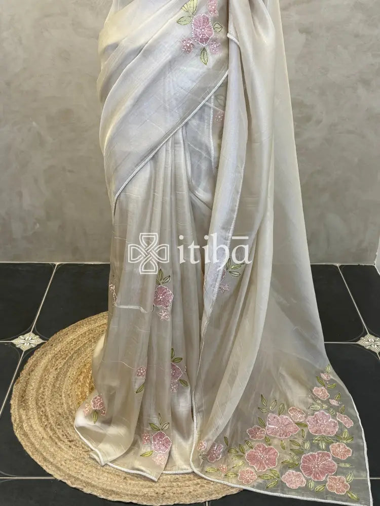 ORGANZA HAND EMBROIDERY SAREE