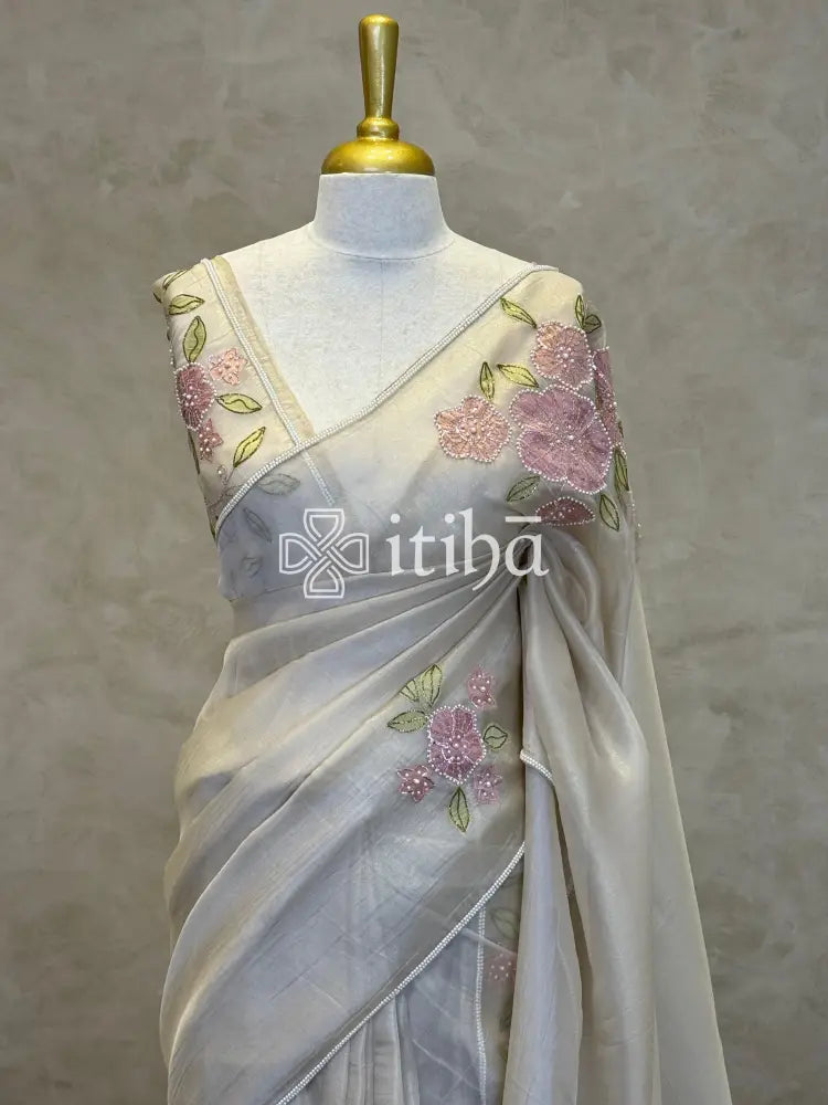 ORGANZA HAND EMBROIDERY SAREE