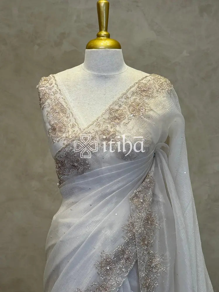 ORGANZA HAND EMBROIDERY SAREE