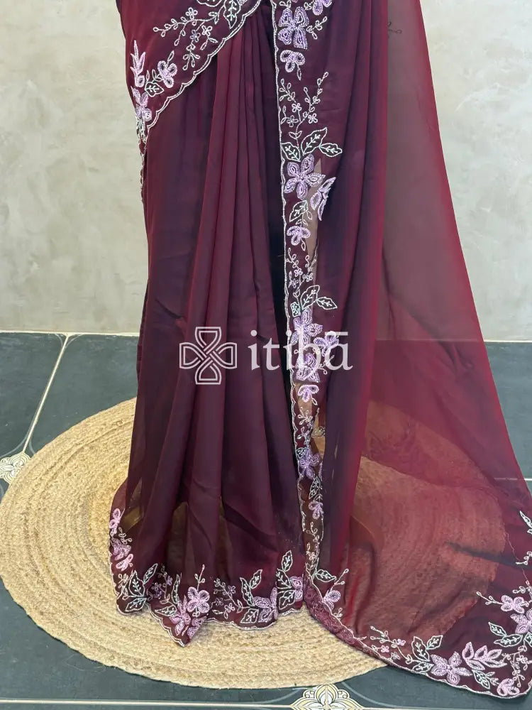 ORGANZA HAND EMBROIDERY SAREE