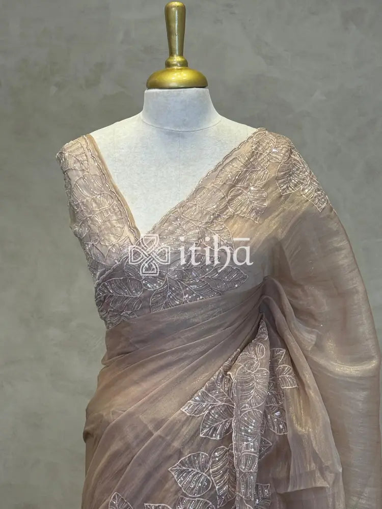 ORGANZA HAND EMBROIDERY SAREE