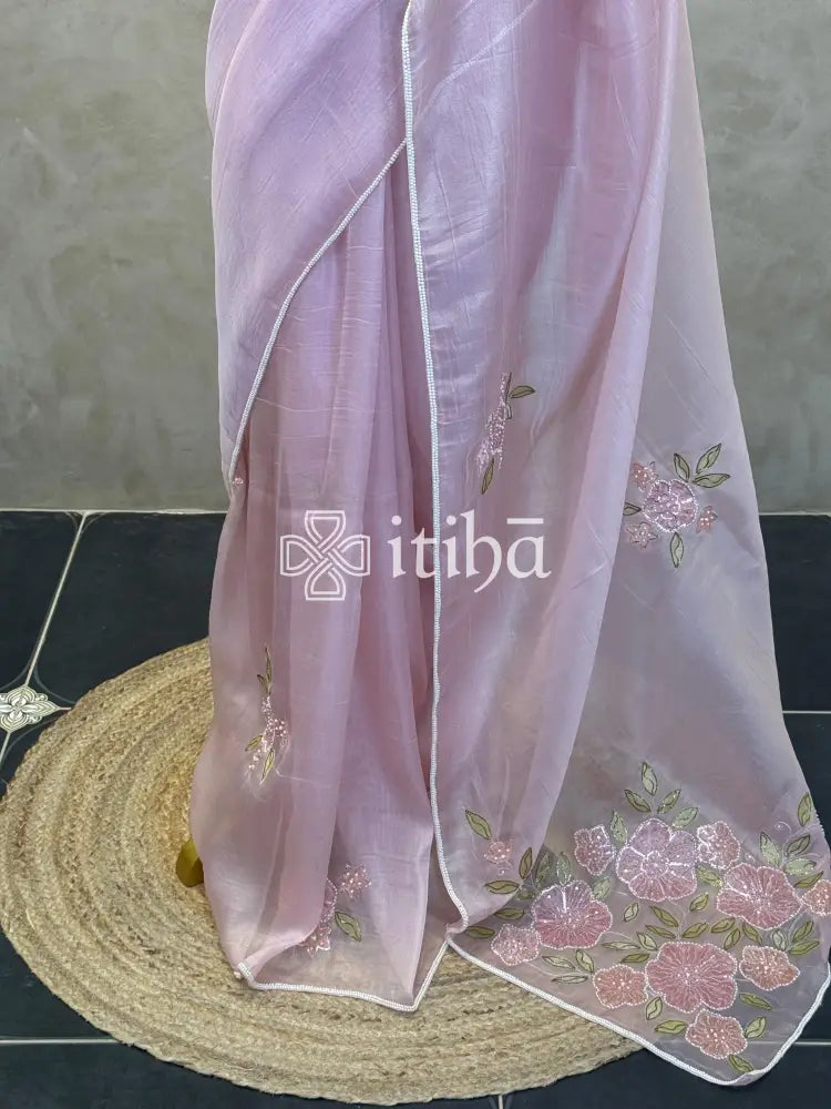 ORGANZA HAND EMBROIDERY SAREE