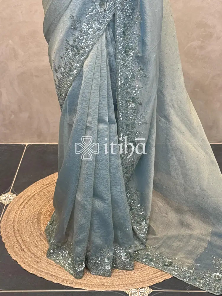 ORGANZA HAND EMBROIDERY SAREE