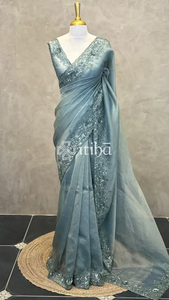 ORGANZA HAND EMBROIDERY SAREE