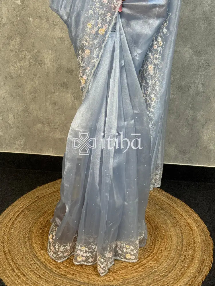 ORGANZA HAND EMBROIDERY SAREE