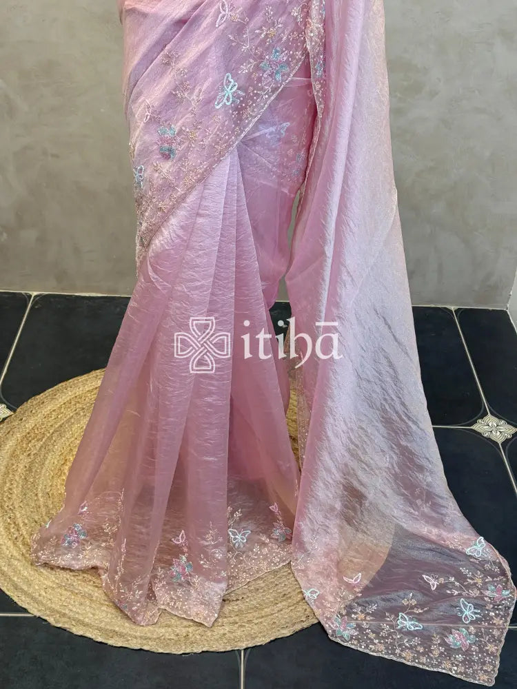 ORGANZA HAND EMBROIDERY SAREE