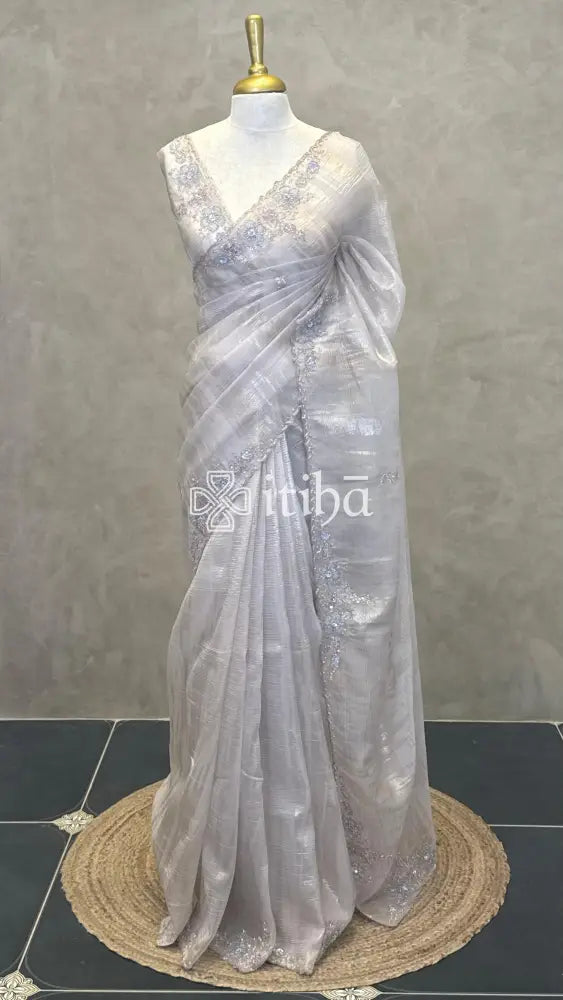 ORGANZA HAND EMBROIDERY SAREE