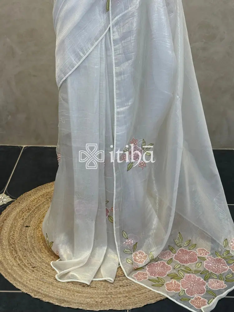 ORGANZA HAND EMBROIDERY SAREE