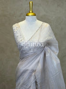 ORGANZA HAND EMBROIDERY SAREE - CHAMPAGNE BEIGE