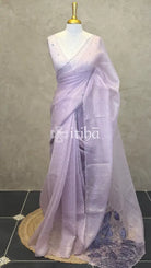 ORGANZA HAND EMBROIDERY SAREE - LILAC