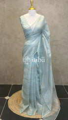 ORGANZA HAND EMBROIDERY SAREE - PASTEL AQUA GREEN