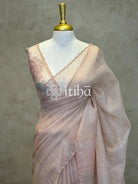 ORGANZA HAND EMBROIDERY SAREE - PASTEL PEACH
