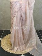 ORGANZA HAND EMBROIDERY SAREE - PASTEL PEACH