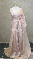 ORGANZA HAND EMBROIDERY SAREE - PASTEL PEACH