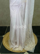 ORGANZA HAND EMBROIDERY SAREE - PASTEL PINK