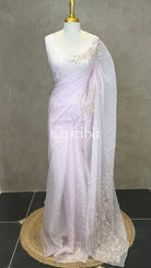 ORGANZA HAND EMBROIDERY SAREE - PASTEL PINK
