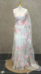 ORGANZA HAND EMBROIDERY SAREE - White