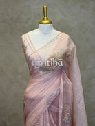 ORGANZA HANDWORK EMBROIDERY APPLIQUE SAREE