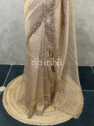 ORGANZA HANDWORK SAREE - CHAMPAGNE GOLD