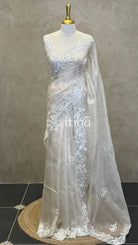 ORGANZA HANDWORK SAREE - OFF WHITE