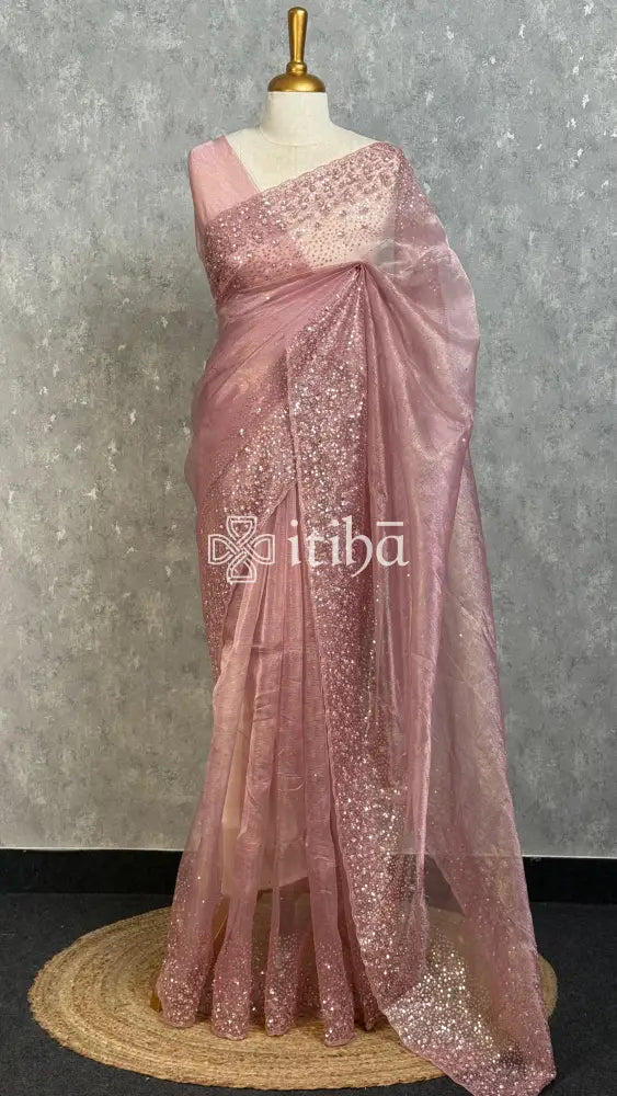 ORGANZA HANDWORKED EMBROIDERY SAREE