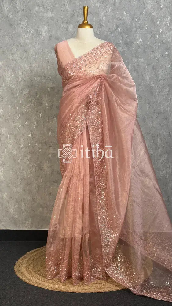 ORGANZA HANDWORKED EMBROIDERY SAREE