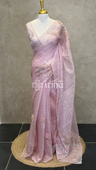 ORGANZA HANDWORKED SAREE - BLUSH PINK