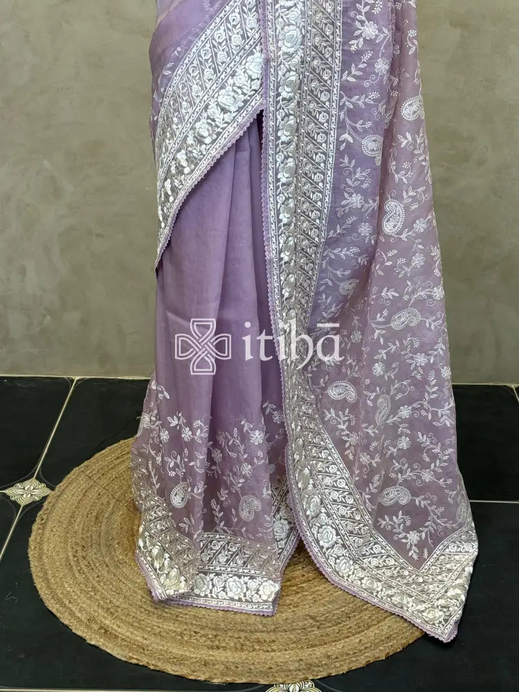 ORGANZA PARSI EMBROIDERY SAREE