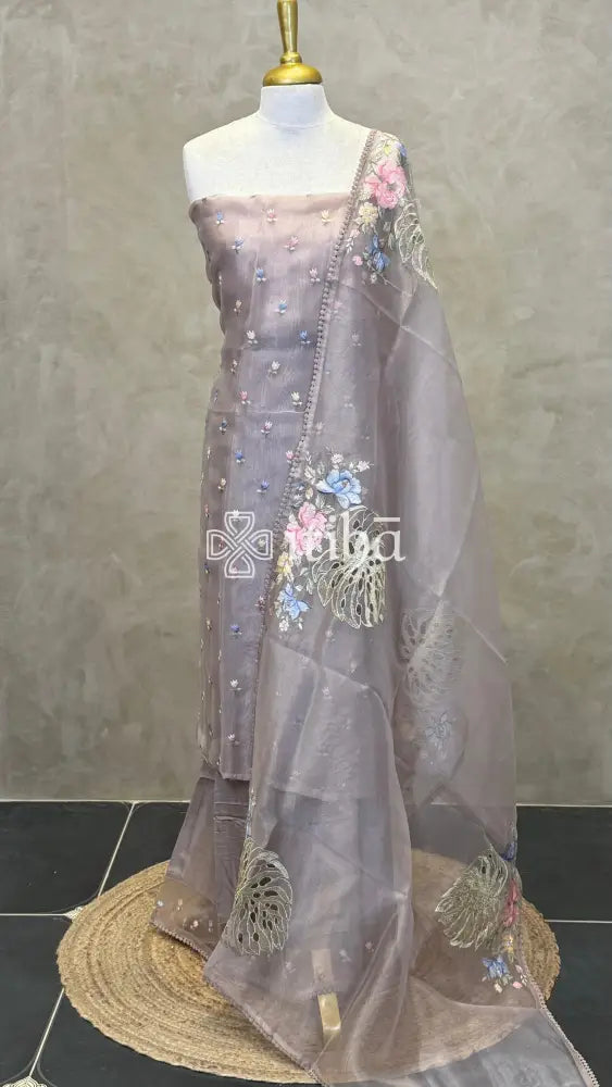 ORGANZA SALWAR SUIT - DUSTY LILAC