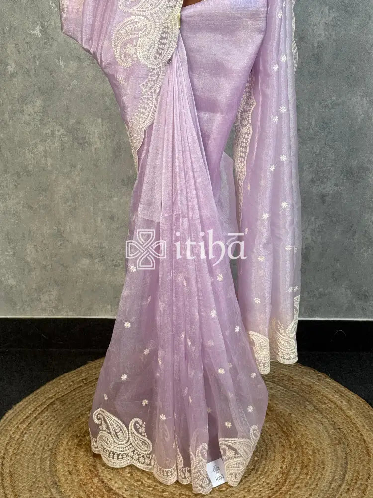 ORGANZA SAREE - LAVENDER GREY