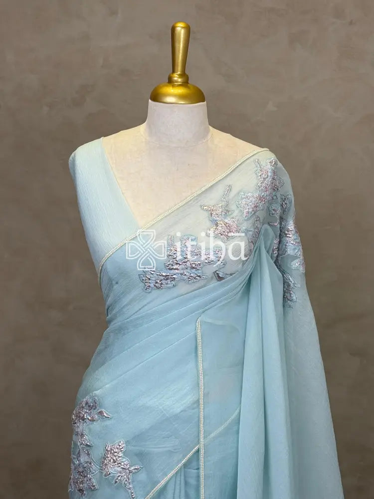 ORGANZA TURKISH APPLIQUE DESIGNER SAREE