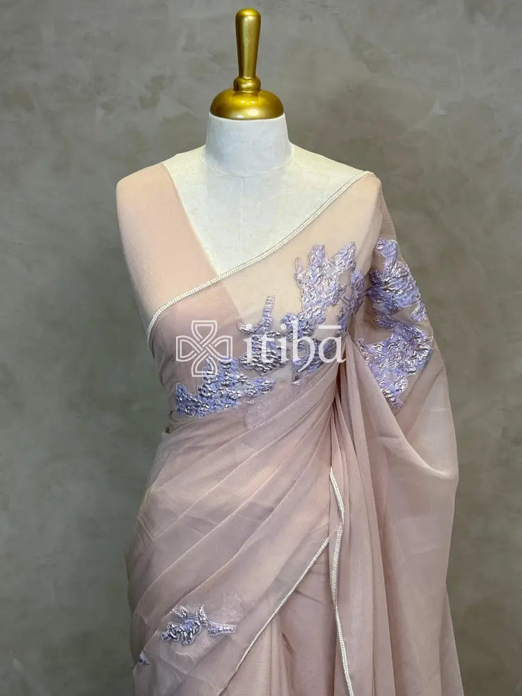 ORGANZA TURKISH APPLIQUE DESIGNER SAREE