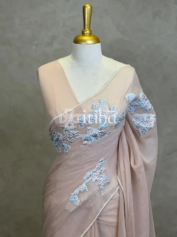 ORGANZA TURKISH APPLIQUE DESIGNER SAREE