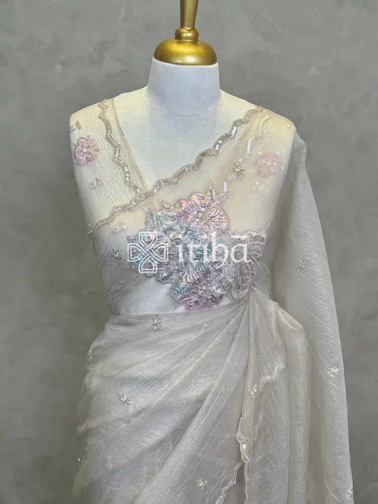 ORGANZA TURKISH APPLIQUE DESIGNER SAREE