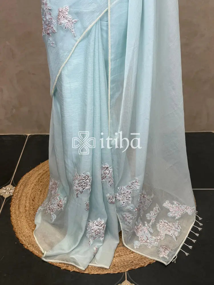ORGANZA TURKISH APPLIQUE DESIGNER SAREE