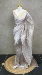 ORGANZA TURKISH APPLIQUE DESIGNER SAREE - dusty mauve