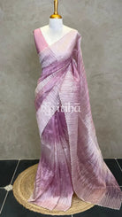 ORGANZA TURKISH APPLIQUE DESIGNER SAREE - PURPLE PINK