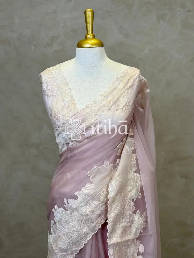 ORGANZA TURKISH APPLIQUE EMBROIDERY SAREE