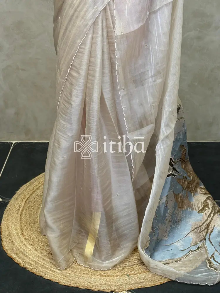 ORGANZA TURKISH APPLIQUE EMBROIDERY SAREE